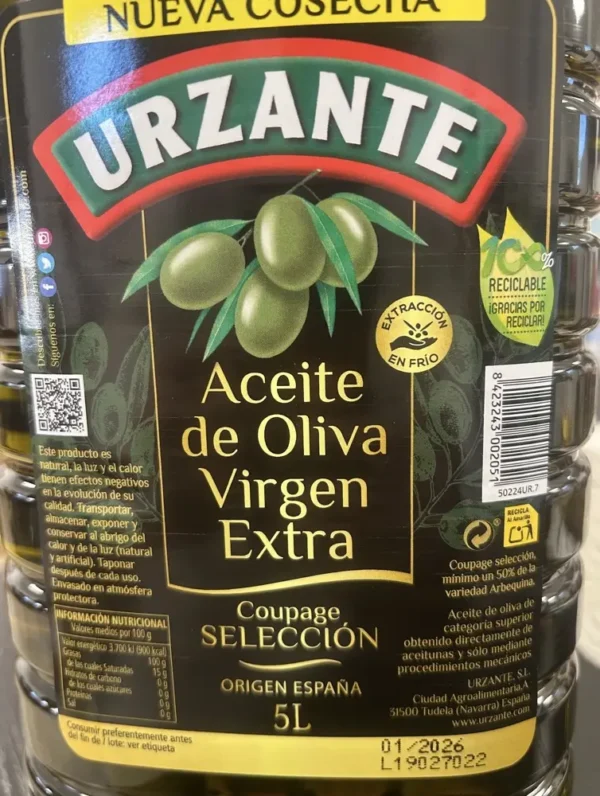 Urzante Aceite de Oliva Virgen Extra 5 Litros, Calidad Premium, Sabor Intenso - Image 2